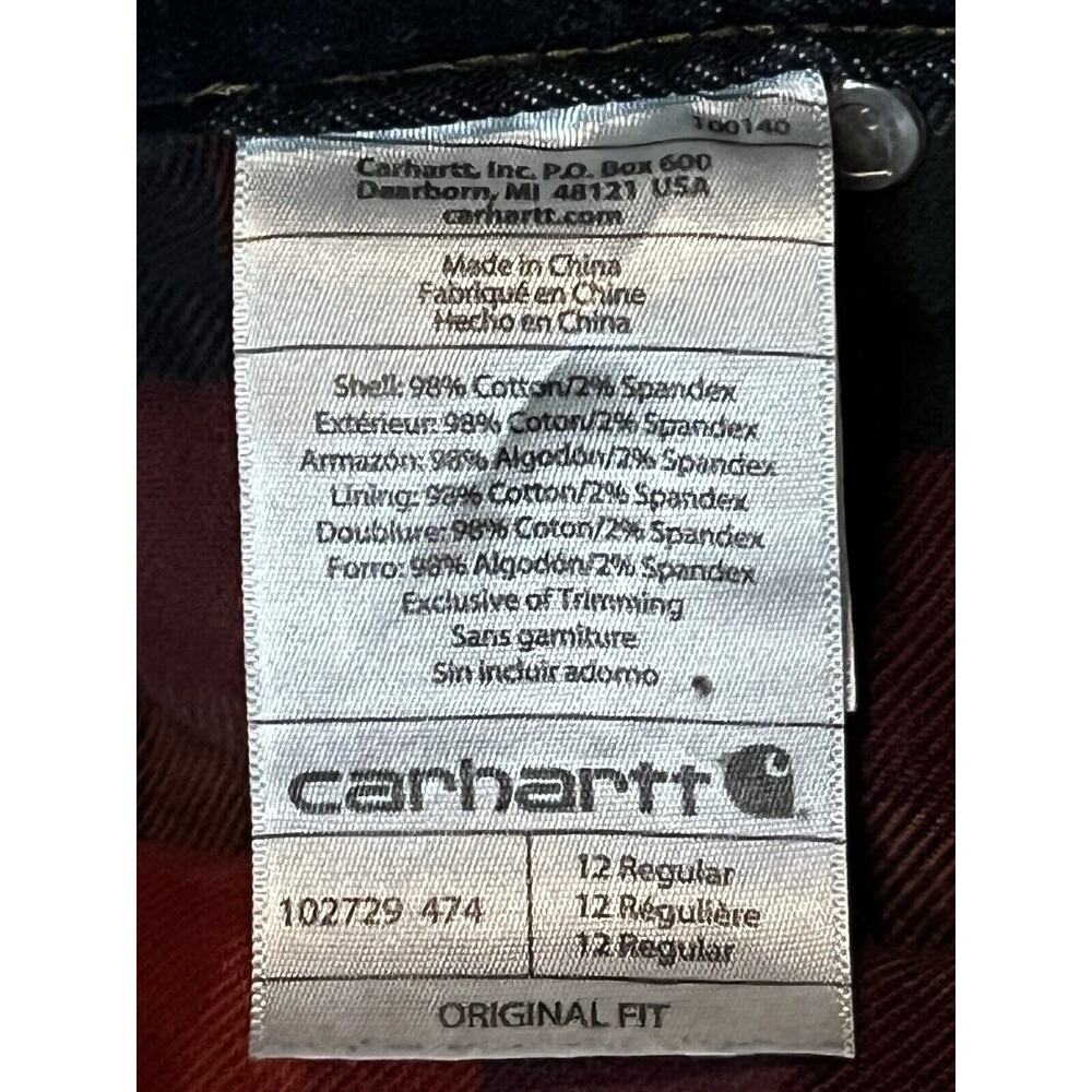 Carhartt Jeans Women's 12 Regular Straight Leg Pockets Denim Fleece Lined EUC - Picture 10 of 11